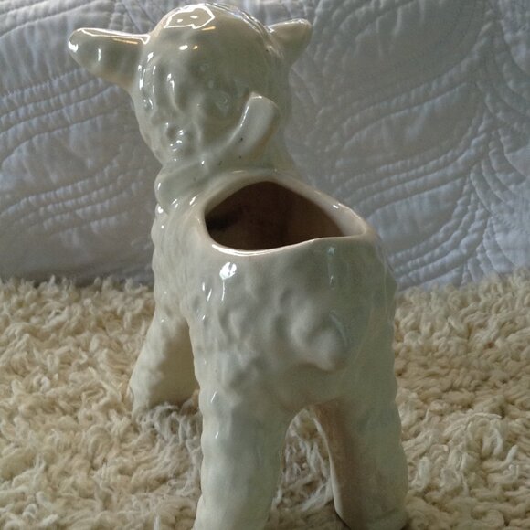 VTG Standing Lamb Ceramic planter; Collectible, Kidcore, Nursery, Mary Lit Lamb - Picture 3 of 5